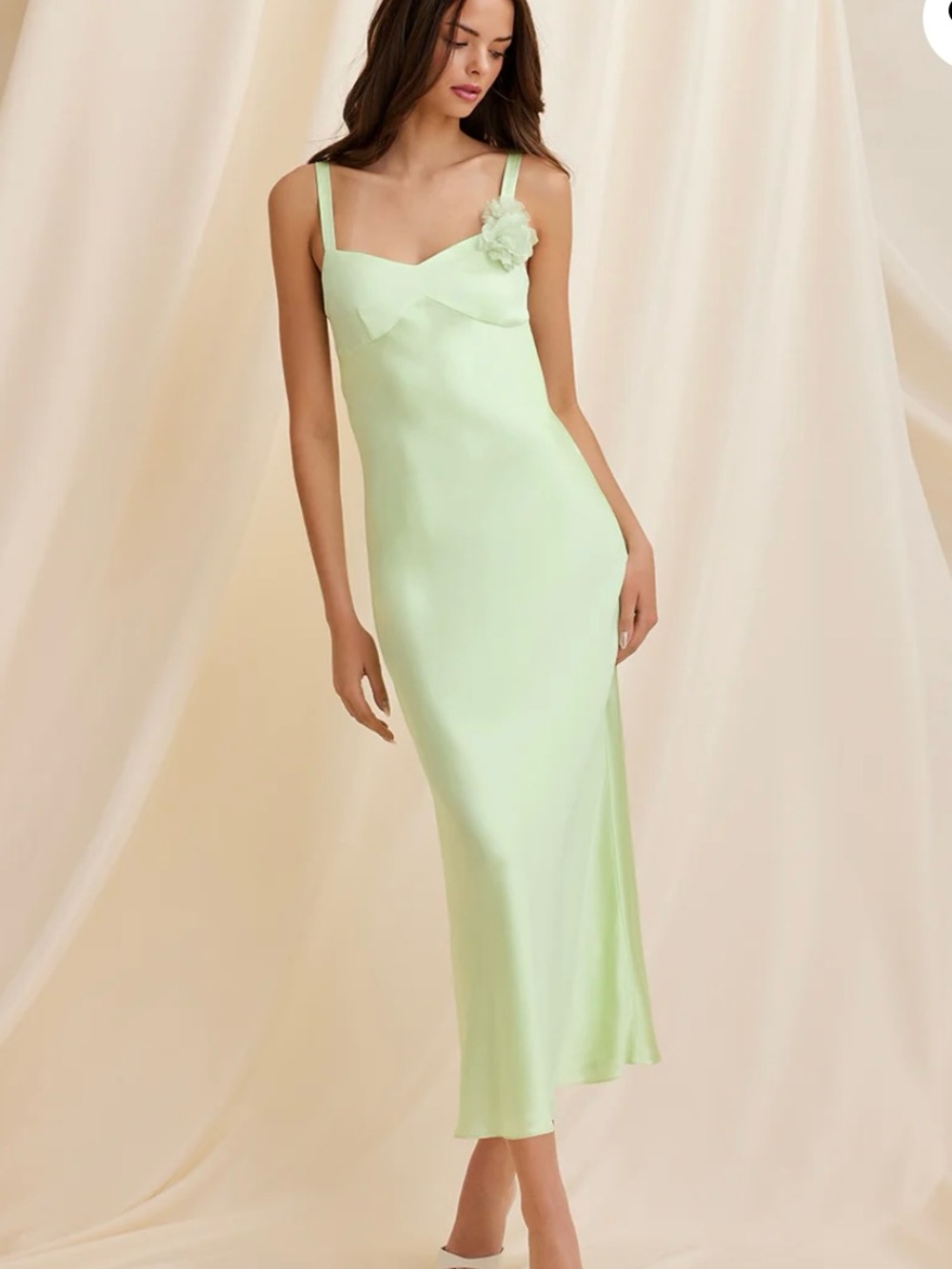 Scarlett Gasque Ella Dress XS Mint Green Satin Maxi Dress
